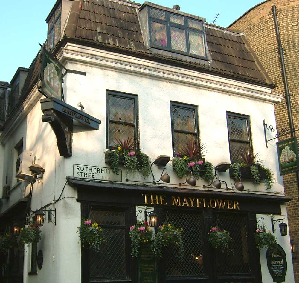 The Mayflower pub on Rotherhithe Street, London, a historic riverside pub overlooking the Thames